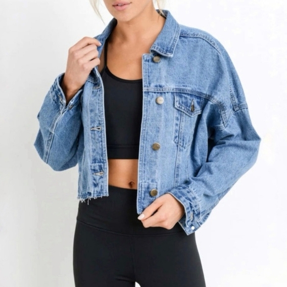 Mono B Classic Blue Jean Distressed Jacket Size L - Picture 1 of 4